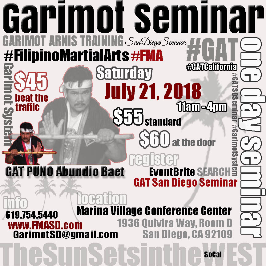 Filipino Martial Art Seminar in San Diego July 21, 2018